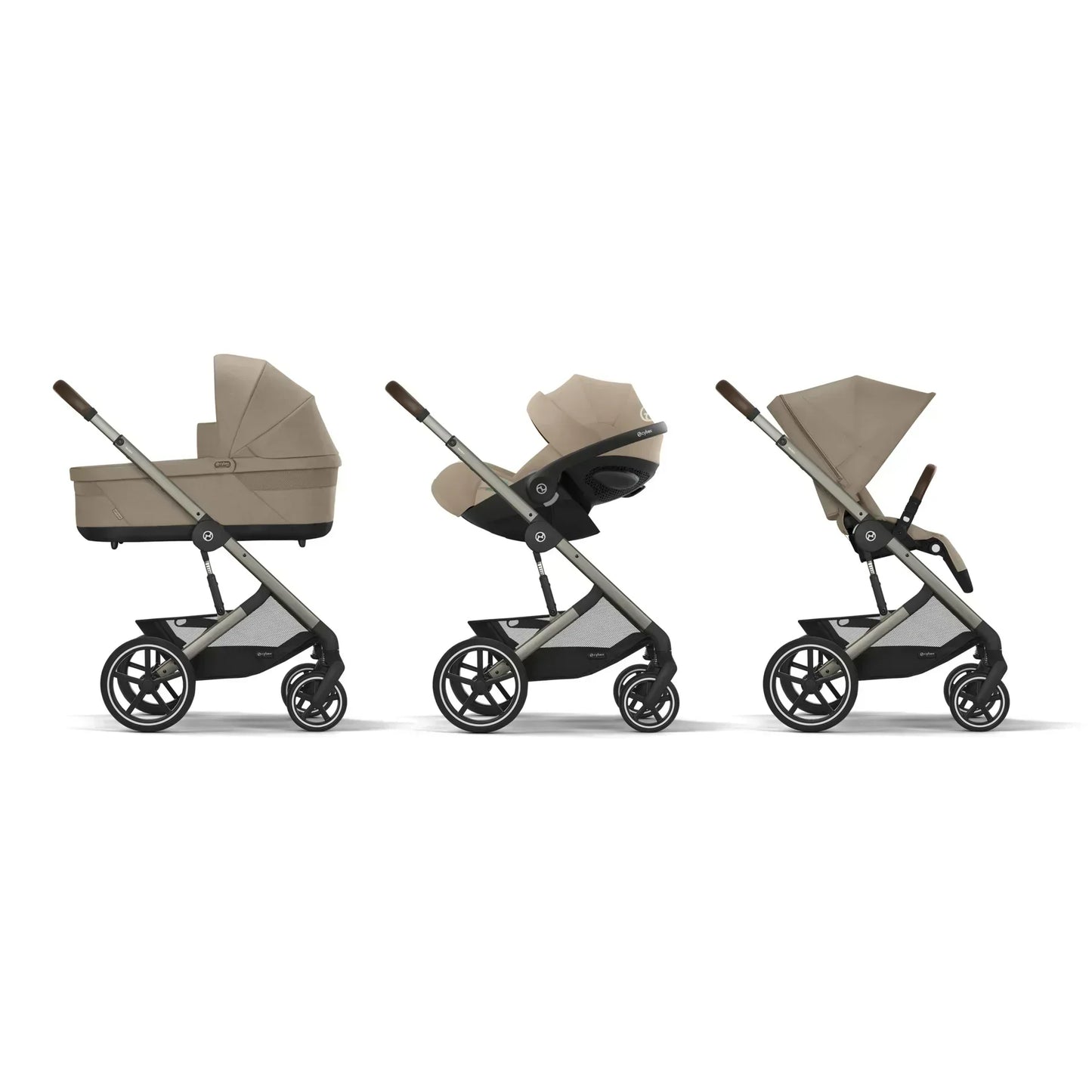 Cybex - Otroški voziček Balios S Lux - Almond Beige (4v1) + dežna zaščita