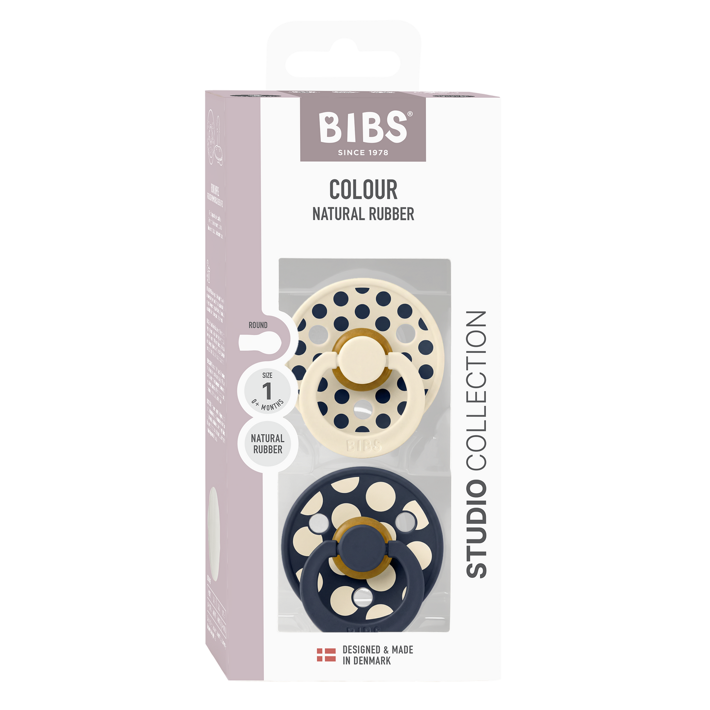 BIBS Studio - Okrogla duda Colour, lateks - Polka Ivory/Deep Space