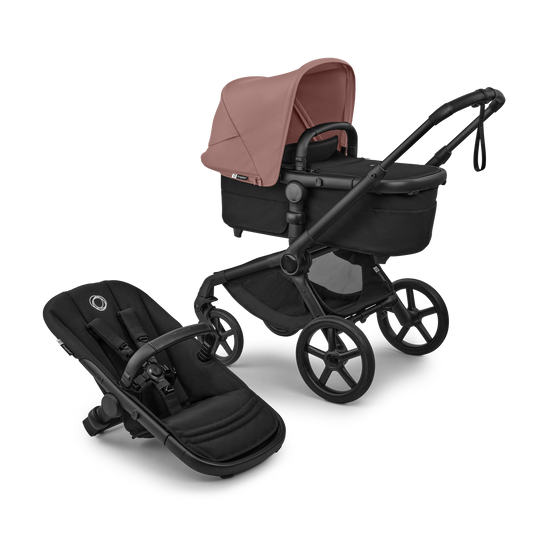 Bugaboo - Otroški voziček Fox 5 Renew Black/Heritage Black - Dusty Pink (2v1)