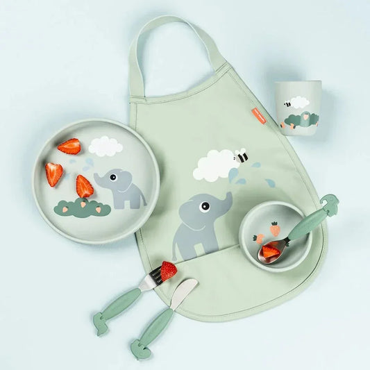 Done by Deer - Silikonski set za hranjenje Stick & Stay Elphee - Green