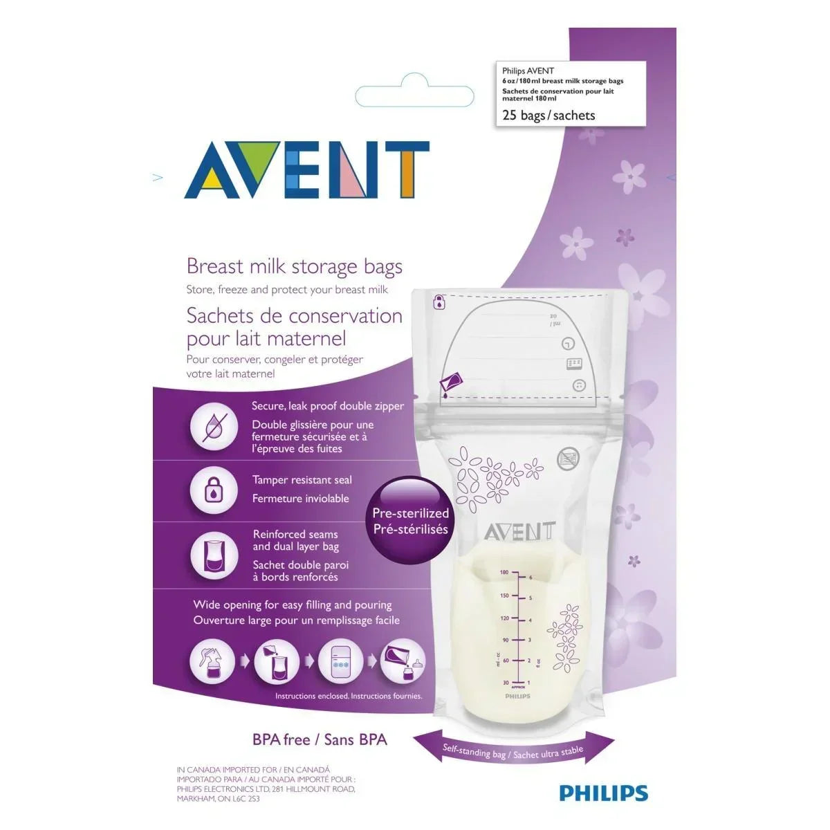 Philips Avent - Vrečka za mleko 180ml (25 kosov)