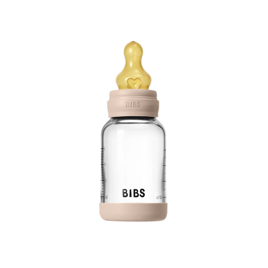 BIBS - Otroška steklena steklenička 120 ml, lateks - Blush (počasni pretok)