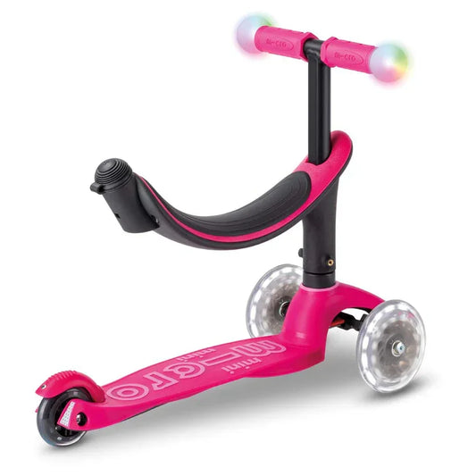 Micro - Otroški skiro Mini2Grow Deluxe Magic LED - Roza (4v1) - MMD359 Luxbaby