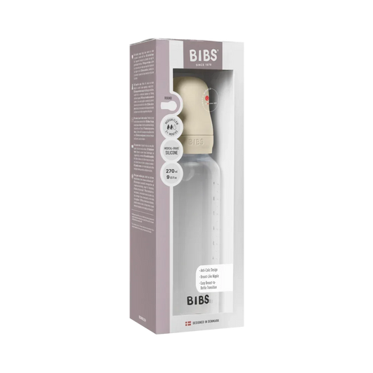 BIBS - Otroška steklenička 270 ml, silikon - Ivory (srednji pretok)