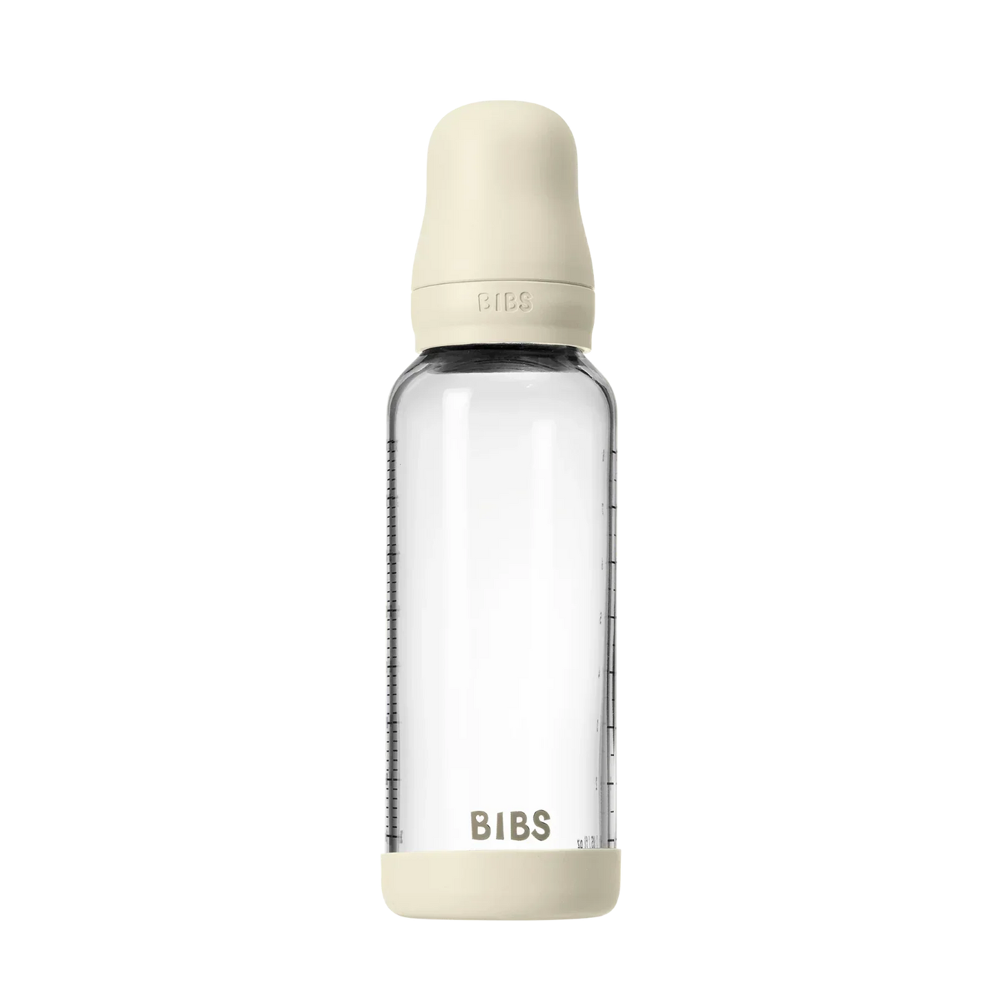 BIBS - Otroška steklena steklenička 240 ml, lateks - Ivory (srednji pretok)