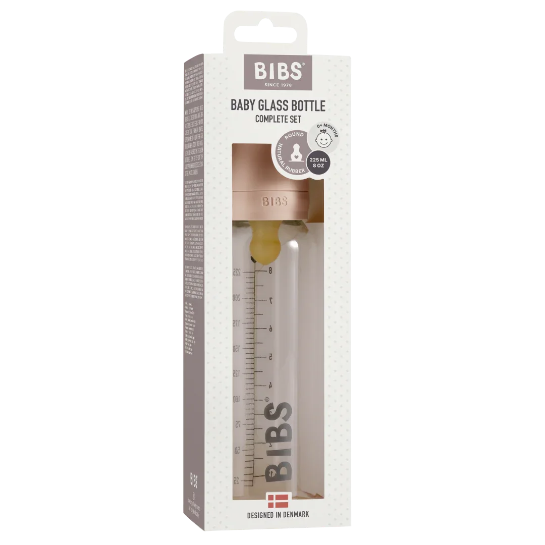 BIBS - Otroška steklena steklenička 225ml, lateks - Blush (počasen pretok) - 5014244 Luxbaby