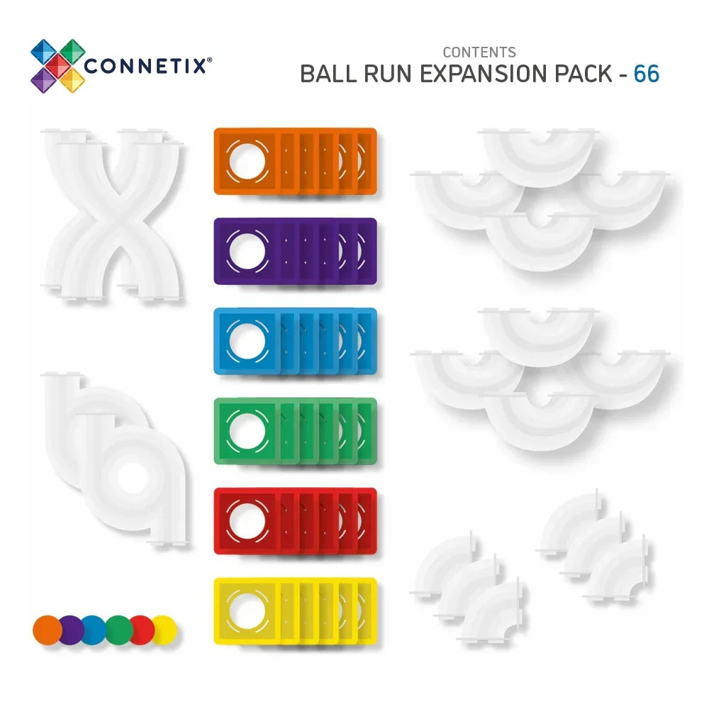 Connetix - Magnetne ploščice - Rainbow Ball Run Expansion Pack (66 kosov)