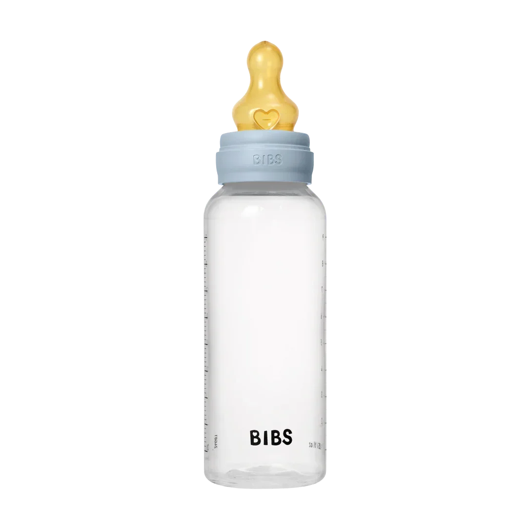 BIBS - Otroška steklenička 270 ml, lateks - Baby Blue (srednji pretok)