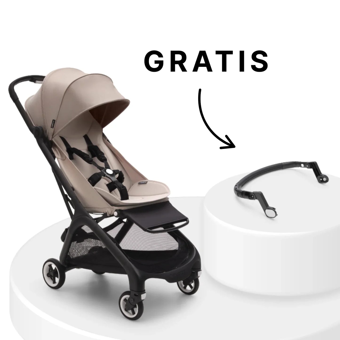 Bugaboo - Otroški voziček Butterfly - Black/Desert Taupe z varovalom - Luxbaby