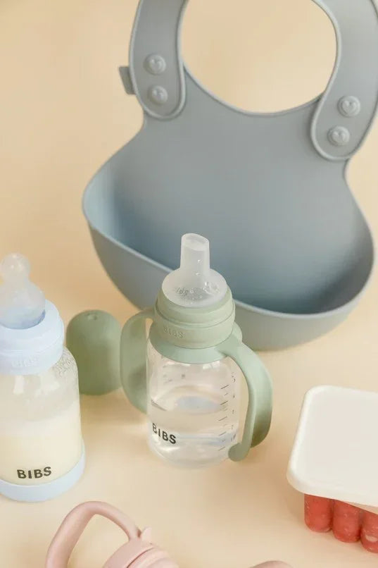 BIBS - Steklenička za učenje pitja, silikon - Sage