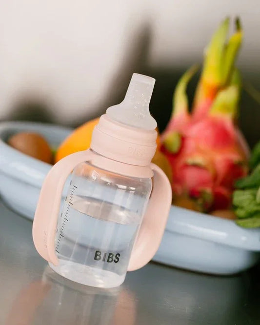 BIBS - Steklenička za učenje pitja, silikon - Blush