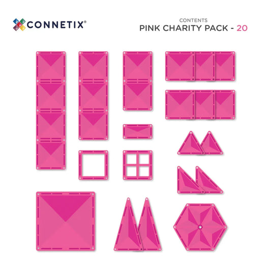 Connetix - Magnetne ploščice, dobrodelna izdaja (20 kosov) - Pink