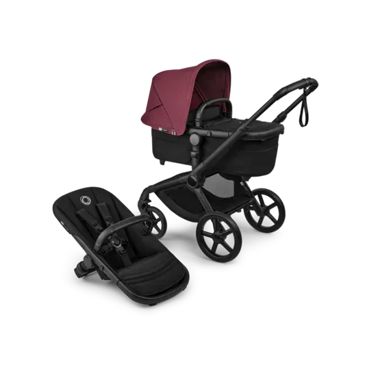 Bugaboo - Otroški voziček Fox 5 Renew Black/Heritage Black - Dark Cherry (2v1)
