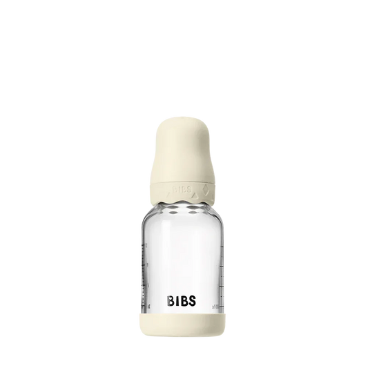 BIBS - Otroška steklena steklenička Boheme 120 ml, lateks - Ivory (počasen pretok)