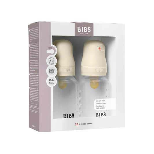 BIBS - Komplet 2 otroških stekleničk 150 ml, lateks - Ivory (počasen pretok)