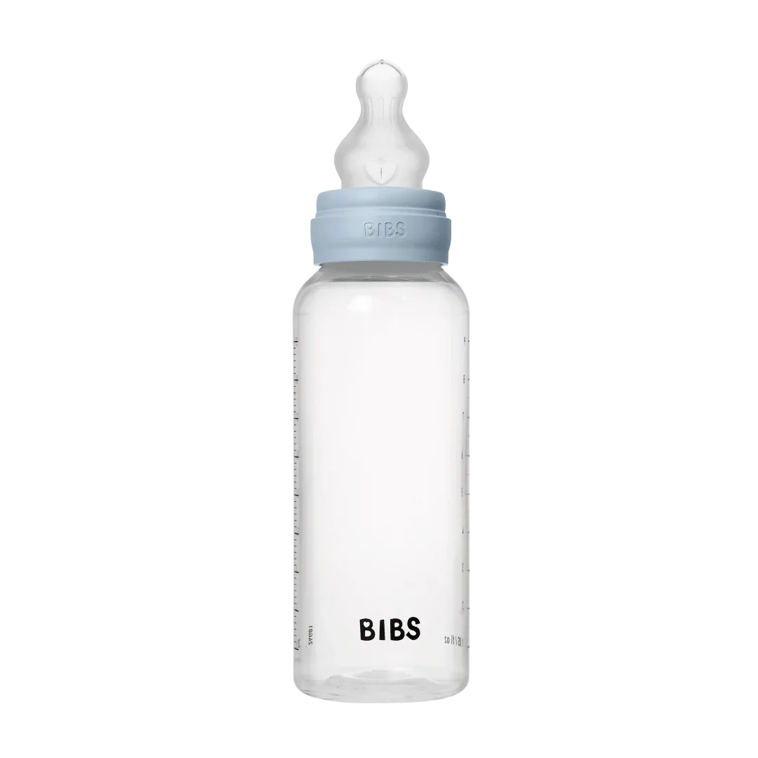 BIBS - Otroška steklenička 270 ml, silikon - Baby Blue (srednji pretok)
