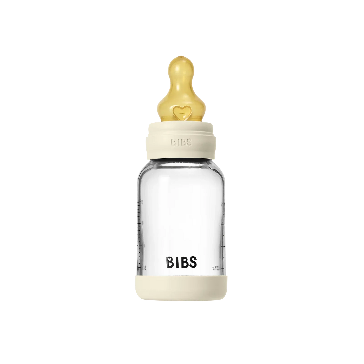 BIBS - Otroška steklena steklenička 120 ml, lateks - Ivory (počasni pretok)