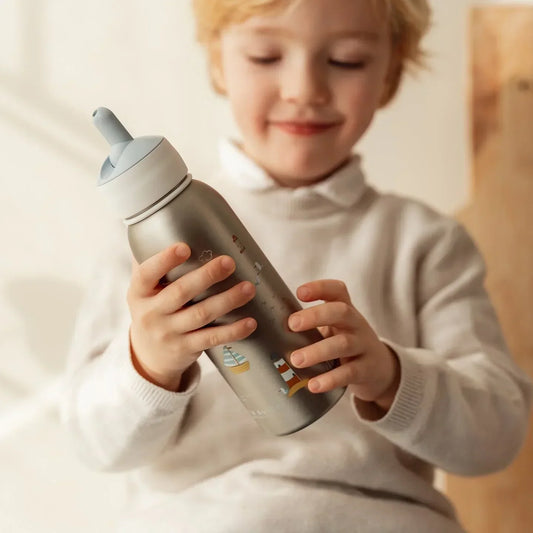Little Dutch - Steklenička iz nerjavečega jekla flip-up - Sailors bay 350ml