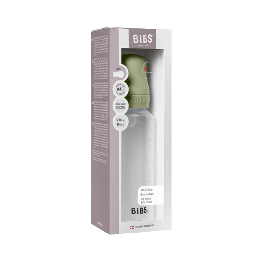 BIBS - Otroška steklenička 270 ml, silikon - Sage (srednji pretok)