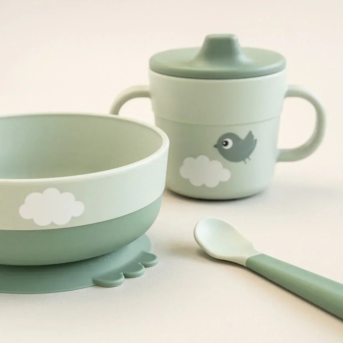 Done by Deer - Prvi jedilni set Foodie Happy clouds - Green