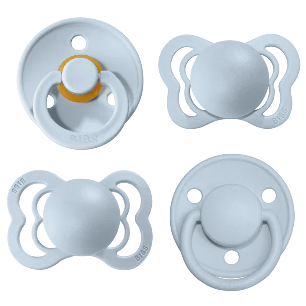 BIBS - Začetni paket 4 dudic, silikon/lateks - Baby Blue (različni cuclji) - 91342 Luxbaby
