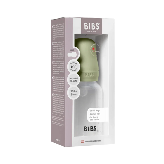 BIBS - Otroška steklenička 150 ml, silikon - Sage (počasen pretok)