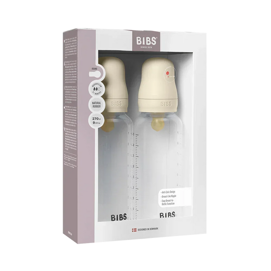BIBS - Komplet 2 otroških stekleničk 270 ml, lateks - Ivory (srednji pretok)