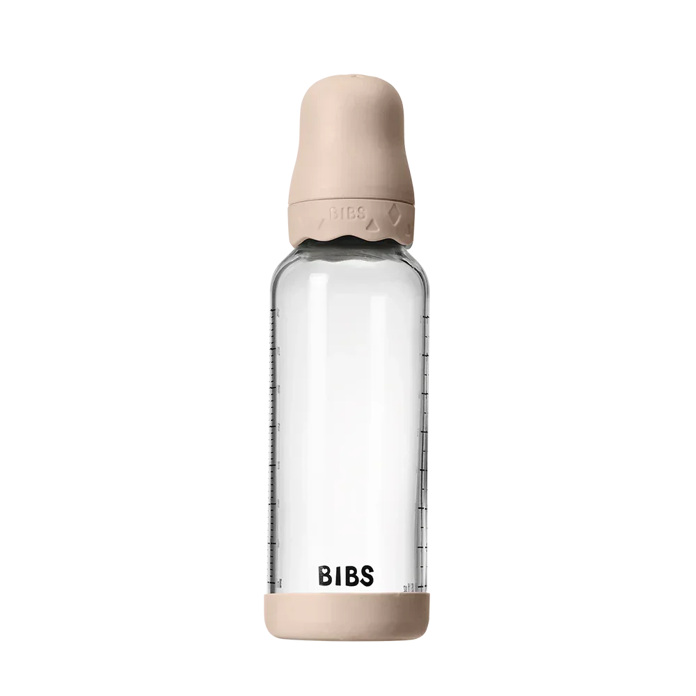 BIBS - Otroška steklena steklenička Boheme 240 ml, lateks - Blush (srednji pretok)