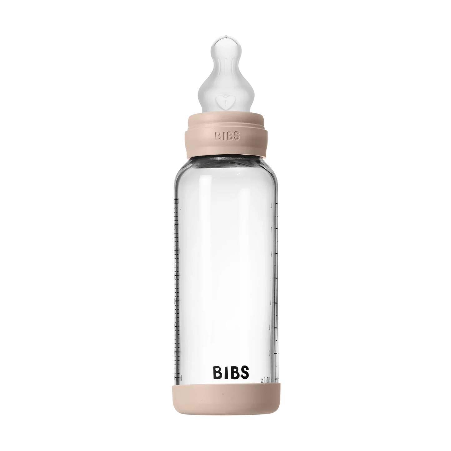 BIBS - Otroška steklena steklenička 240 ml, silikon - Blush (srednji pretok)