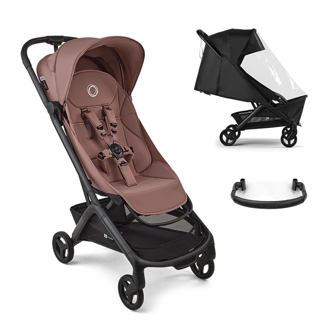 Bugaboo - Otroški voziček Butterfly 2, komplet - Black/Dusty Pink