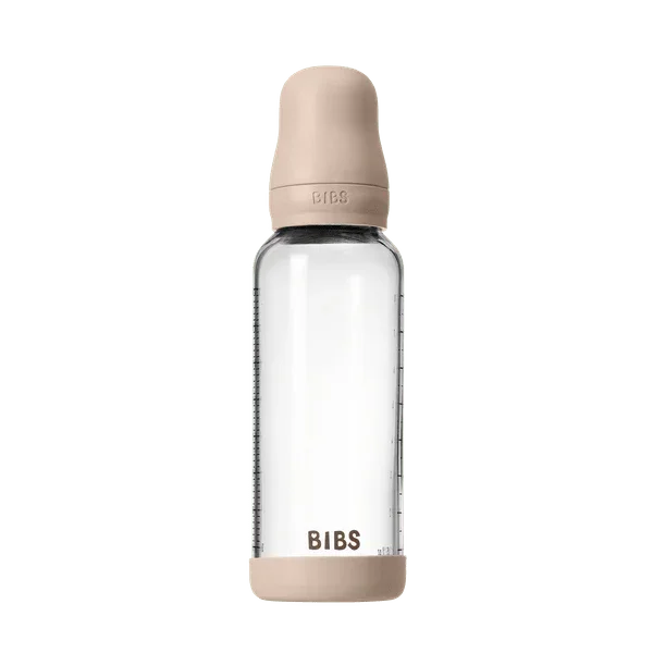 BIBS - Otroška steklena steklenička 240 ml, lateks - Blush (srednji pretok)