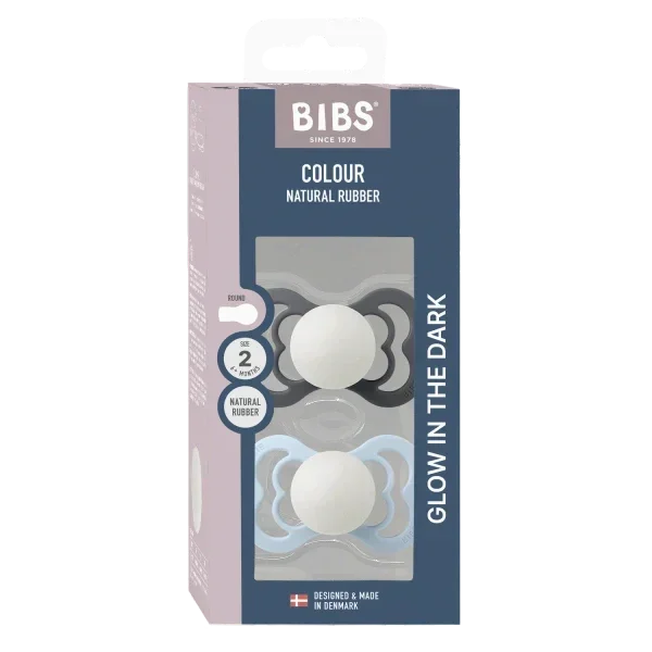 BIBS - Simetrična duda Supreme nočna, silikon - Iron/Baby Blue Glow