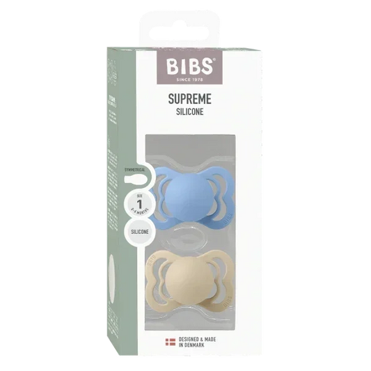 BIBS - Simetrična duda Supreme, silikon - Vanilla/Sky Blue