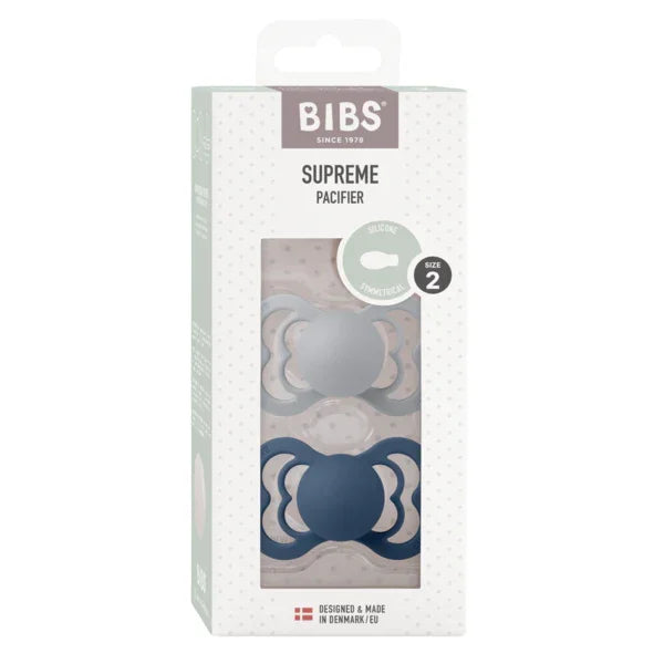 BIBS - Simetrična duda Supreme, silikon - Cloud/Steel Blue