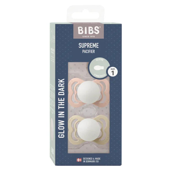 BIBS - Simetrična duda Supreme nočna, silikon - Blush/Vanilla Glow