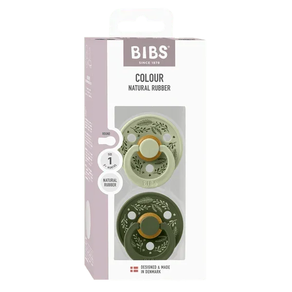 BIBS - Okrogla duda Colour Holiday Leaf, lateks - Sage/Hunter Green