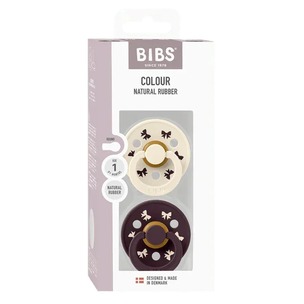 BIBS - Okrogla duda Colour Holiday Bow - Ivory/Plum