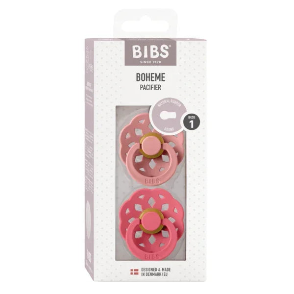 BIBS - Okrogla duda Boheme, lateks - Dusty Pink/Coral