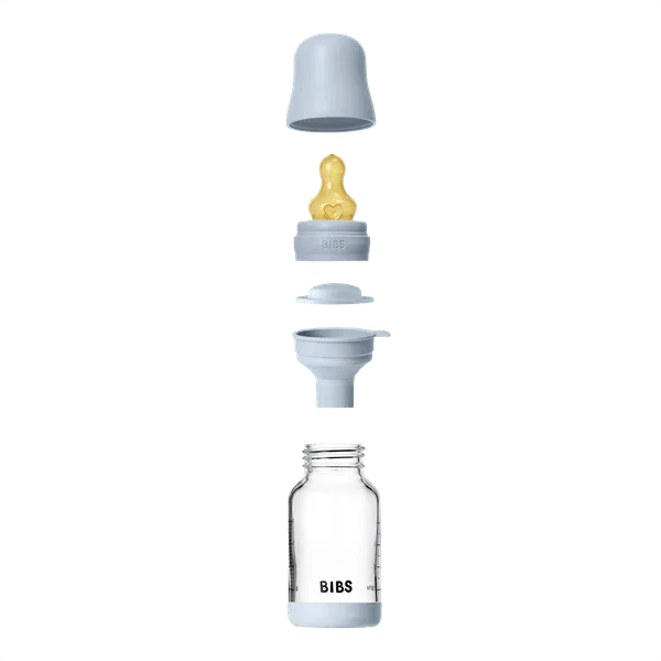 BIBS - Otroška steklena steklenička 120 ml, lateks - Baby Blue (počasni pretok) - 5019231 Luxbaby