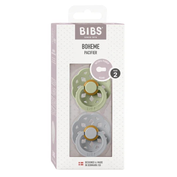 BIBS - Okrogla duda Boheme, lateks - Sage/Cloud