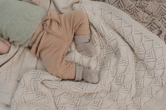 BIBS - Pletena odejica - Wavy Ivory