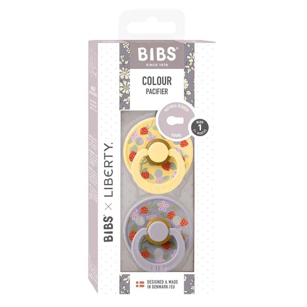 BIBS x Liberty - Okrogla duda Colour, lateks - Strawberries and Cream Pale Butter Mix