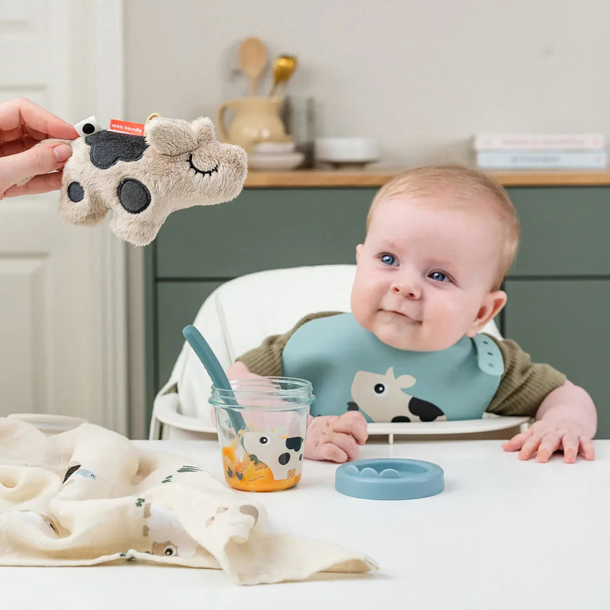 Done by Deer - Set 2 posodic za prigrizke Tiny Farm - Blue