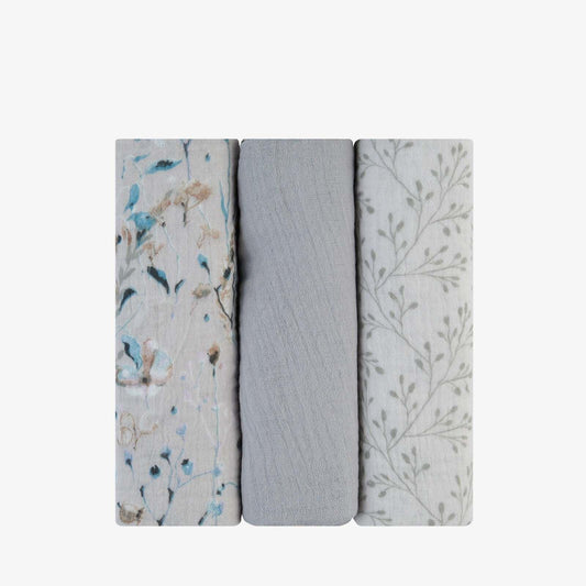 KikkaBoo - Komplet 3 tetra pleničk - Dreamy Fields Grey - KB31103010111 Luxbaby