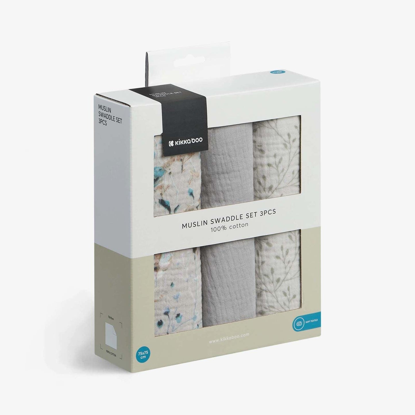 KikkaBoo - Komplet 3 tetra pleničk - Dreamy Fields Grey - KB31103010111 Luxbaby