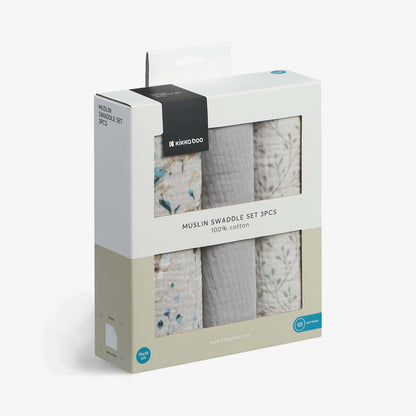 KikkaBoo - Komplet 3 tetra pleničk - Dreamy Fields Grey - KB31103010111 Luxbaby