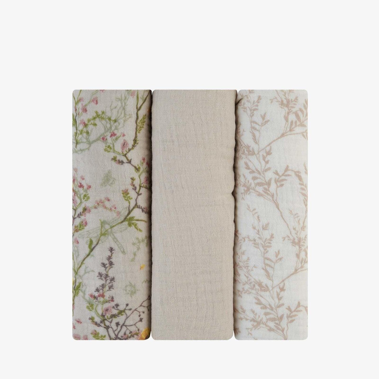 KikkaBoo - Komplet 3 tetra pleničk - Secret Garden Beige - KB31103010107 Luxbaby