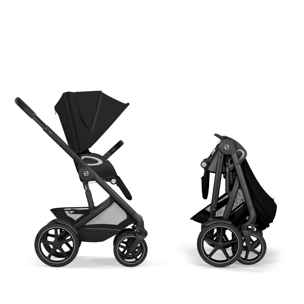 Cybex - Otroški voziček Talos S Lux z zložljivo košaro - Moon Black (2v1)