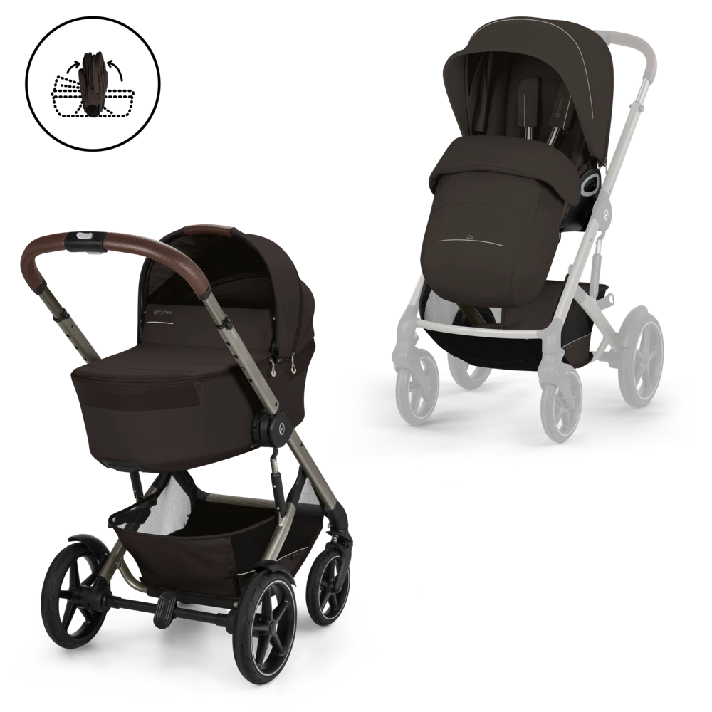 Cybex - Otroški voziček Talos S Lux z zložljivo košaro - Chocolate Brown (2v1)