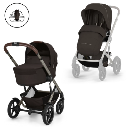 Cybex - Otroški voziček Talos S Lux z zložljivo košaro - Chocolate Brown (2v1)